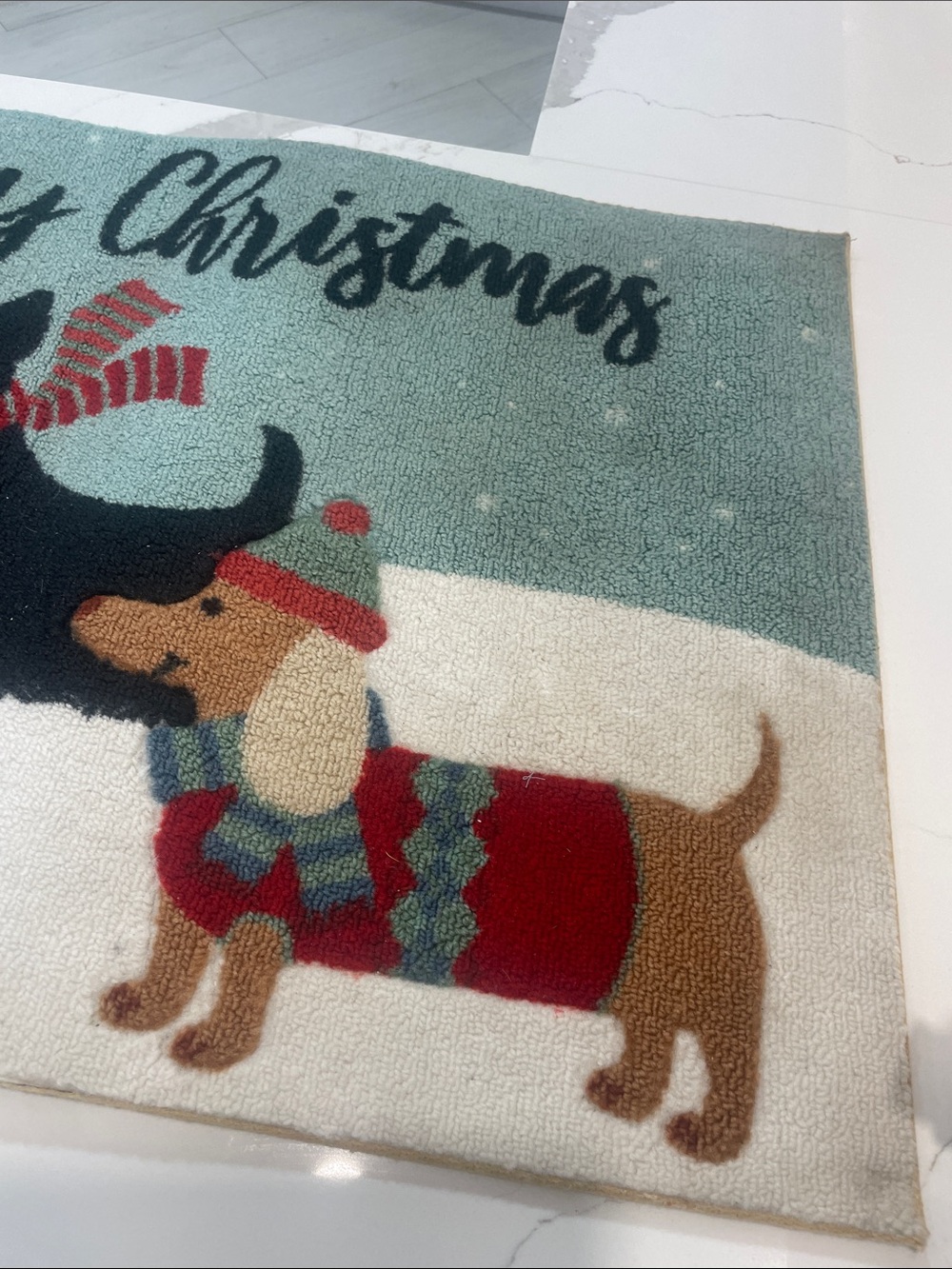 Festive Merry Christmas Dog Doormat - Green and Red - Picture 3 of 9